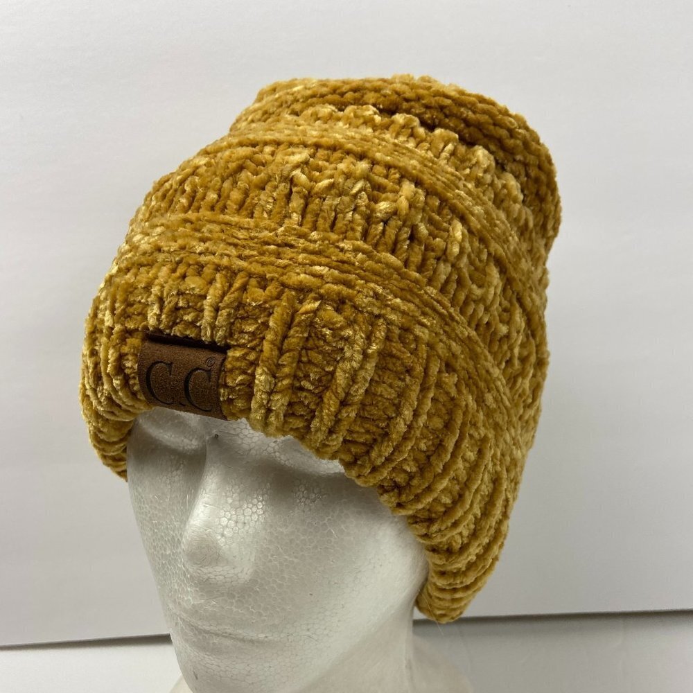 NWOT C.C Mustard Chenille Beanie